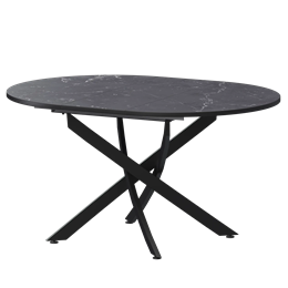 Стол раздвижной Геометрия Обеденные столы в пластике Геометрия 900+300 (Н-3784) Даркстоун/Черный муар