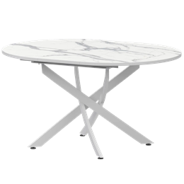 Стол раздвижной Геометрия Обеденные столы в пластике Геометрия 900+300 (Н-3784) Мрамор Белый/Белый муар