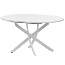 Стол раздвижной Геометрия Обеденные столы в пластике Геометрия 900+300 (Н-3784) Супер Белый/Белый муар
