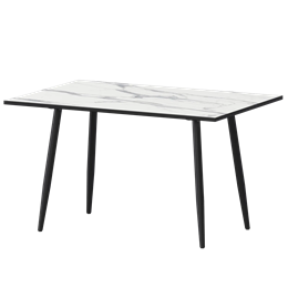 Стол нераздвижной Бетта Обеденные столы в пластике Бетта 1200 Мрамор Белый/Черный муар