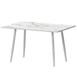 Стол нераздвижной Бетта Обеденные столы в пластике Бетта 1200 Мрамор Белый/Белый муар