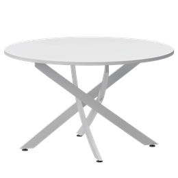 Стол нераздвижной Геометрия Обеденные столы в пластике Геометрия 900 (Н-3823) Супер Белый/Белый муар