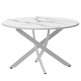 Стол нераздвижной Геометрия Обеденные столы в пластике Геометрия 900 (Н-3823) Мрамор Белый/Белый муар
