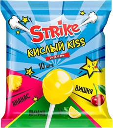 Карамель на палочке "Strike" кислый kiss, 113 г Карамель на палочке "Strike" кислый kiss, 113 г