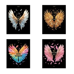 Тетрадь А5 48 л., HATBER, скоба, клетка, матовая ламинация, 3D-фольга, Крылья ангела (микс), 091164, 48Т5лофВ1