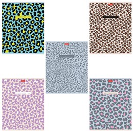 Тетрадь А5 48 л., HATBER, скоба, клетка, обложка картон, тиснение, LEO-принт (микс в спайке), 092970, 48Т5тВ1