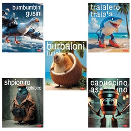 Тетрадь А5 48 л., HATBER, скоба, клетка, обложка картон, Brain rot content (микс в спайке), 093131, 48Т5В1