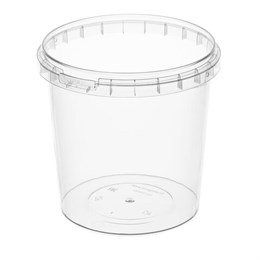 Банка с крышкой 1000 мл, пластиковая, под пресервы, с контрольным замком, диаметр 122 мм, ВЗЛП, 1217КП