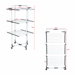 Сушилка напольная для белья раскладная, 3 уровня, 30 метров, на колесах, LAIMA HOME HIGH-RISE, 700472