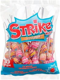 Карамель на палочке "Strike" с молочно-фруктовым вкусом, 565 г