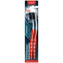 Зубная щетка средней жесткости, щетинки с угольным напылением, КОМПЛЕКТ 2 шт, LAIMA DENT, 609319