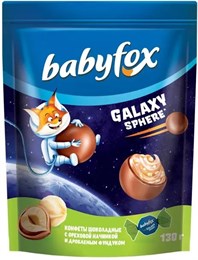 Конфеты шоколадные BABYFOX "Galaxy sphere"  с фундуком, 130 г