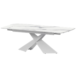 Стол раздвижной Модерн Обеденные столы в пластике Модерн 1400х945+300 (Н-3833) Мрамор Белый/Белый муар