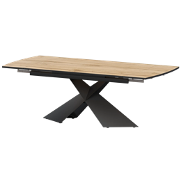 Стол раздвижной Модерн Обеденные столы в пластике Модерн 1400х800+300 (Н-3832) Дуб Вотан/Черный муар