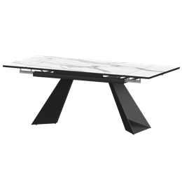 Стол раздвижной Дуэт Обеденные столы в пластике Дуэт 1400х800+300 (Н-3829) Мрамор Белый/Черный муар