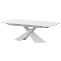 Стол раздвижной Модерн Обеденные столы в пластике Модерн 1400х800+300 (Н-3832) Супер Белый/Белый муар