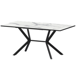 Стол раздвижной Сириус Обеденные столы в пластике Сириус 1200+300 R20 (Н-3831) Мрамор Белый/Черный муар