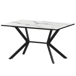 Стол нераздвижной Сириус Обеденные столы в пластике Сириус 1200 (Н-3825) Мрамор Белый/Черный муар