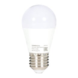 Лампа светодиодная SONNEN EXTRA, 10 (85) Вт, E27, шар, теплый белый, 30000 ч, LED G45-10W-2700-Е27, 457913