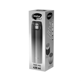 Термокружка 420 мл JOYLUX (ДЖОЙЛЮКС ULTRA GRADIENT, нержавеющая сталь SUS304, черный/серый, 700274