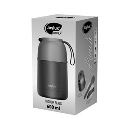 Термос 0,6л для еды/напитков с широким горлом, JOYLUX LUNCH, нерж. сталь SUS304, ложка-вилка, 700326