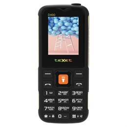 Телефон мобильный TEXET TM-D400, 2 SIM, 1,77", 32 Мб, microSD, FM, MP3, IP54, фонарик, черный, 127371