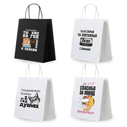 Пакет подарочный (1 штука) 26х13х32см (L) "Funny Notes", ассорти, крафт, ЗОЛОТАЯ СКАЗКА, 700824