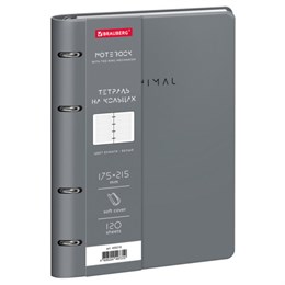 Тетрадь на кольцах А5 180х220, 120л, под кожу, фольга, резинка, BRAUBERG CLASSIC, Minimal мятный, 405216