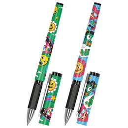 Ручка шариковая с грипом FUNSTER GRIP "ATTENTION!", СИНЯЯ, пишущий узел 0,7 мм, линия письма 0,3 мм, 144395