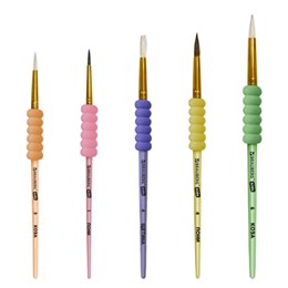 Кисти c EVA вставкой НАБОР 5 шт (ПОНИ круглые 1,4;КОЗА круглые 3,6;ЩЕТИНА плоская 4), BRAUBERG KIDS, 201091