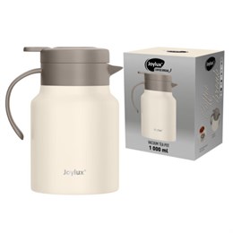 Чайник-термос 1 л JOYLUX COFFEE BREAK, нержавеющая сталь SUS304, заварник/сито, бежевый матовый, 700329