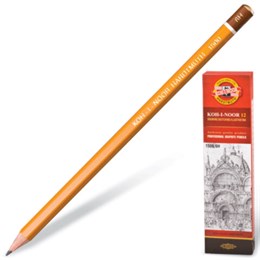 Карандаш чернографитный KOH-I-NOOR 1500, 1 шт., 6H, корпус желтый, заточенный, 150006H01170