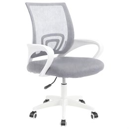 Кресло CROMEX (КРОМЕКС) "Top CH-695W", с подлокотниками, пластик белый, сетка/ткань TW, серое, 533067
