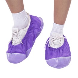 Бахилы ламинированные, КОМПЛЕКТ 500 шт., 38х16 см, спанбонд + ПВД, 100 мкм, 13 г, фиолетовые, ELEGREEN, ПВД-50/2р-Ф-Б