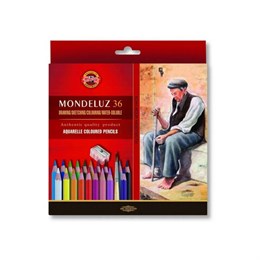 Карандаши цветные акварельные художественные KOH-I-NOOR "Mondeluz", 36 цветов, кисть, точилка, европодвес, 3712/36, 3712036003KZ