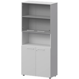 Шкаф высокий полузакрытый с стеклом Кортез СМШ58.28F.28S(Б) Белый