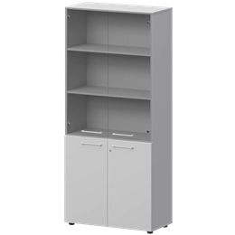 Шкаф высокий закрытый с стеклом Кортез СМШ58.28F.38S(Б) Белый