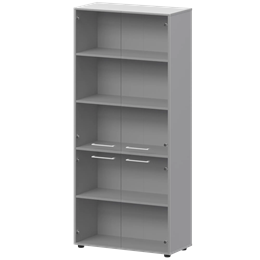 Шкаф высокий закрытый с стеклом Кортез СМШ58.28S.38S(Б) Белый