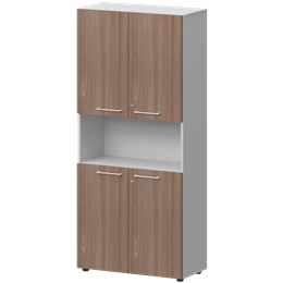 Шкаф высокий полузакрытый Кортез СМШ58.2.28F(Б) Темный шимо/Белый