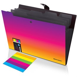 Папка-органайзер на кнопке 5 отделений, BRAUBERG GRADE, A4, желто-розовый градиент, 274093