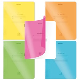 Тетрадь пластиковая обложка (НЕОН) 18 листов, клетка, BRAUBERG "Smart Cover", АССОРТИ (микс в спайке), 405032