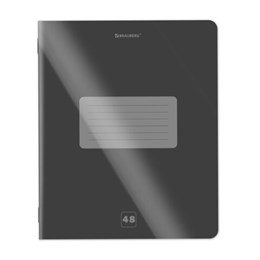 Тетрадь пластиковая обложка (прозрачная) А5 48 листов, скоба, клетка, BRAUBERG "Smart Cover", ЧЕРНАЯ, 405040
