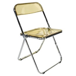 Стул складной прозрачный янтарный BRABIX "Glam CF-020", хромированный каркас, пластик, 533246