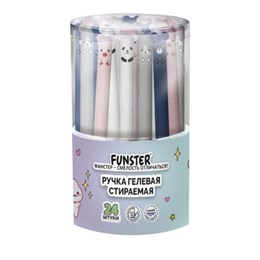 Ручка стираемая гелевая FUNSTER (ФАНСТЕР) "CUTE ANIMALS", СИНЯЯ, корпус soft-touch ассорти, узел 0,5 мм, линия письма 0,35 мм, 144434