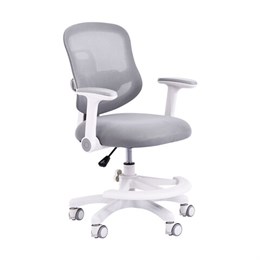 Кресло детское с подставкой для ног BRABIX KIDS "MG-215", сетка/ткань TW, серое, 533313