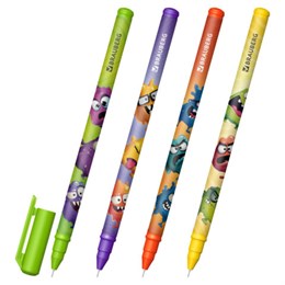 Ручка гелевая, кросс-серия "МОНСТРИКИ", BRAUBERG, СИНЯЯ, корпус ассорти, игольчатый наконечник 0,5 мм, линия письма 0,3 мм,144483