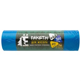 Мешки для раздельного сбора мусора 120 л, синие, в рулоне 20 шт., ПВД 20 мкм, 70х110 см, РОМАШКА, ЕЛР-ВР-120С