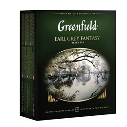 Чай GREENFIELD "Earl Grey Fantasy" черный с бергамотом и цитрусом, 100 пакетиков в конвертах по 2 г