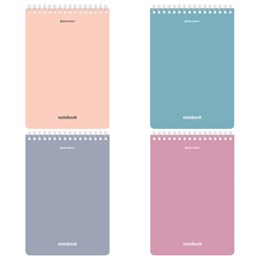 Блокнот А5 146х206 мм, 80 л., гребень, подложка, клетка, кросс-серия "МОРАНДИ", 4 цвета, BRAUBERG, 118553