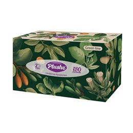 Косметические салфетки 180 штук в картонном боксе, 2-слойные, PLUSHE "Green Line" (ПЛЮШЕ), 20x20 см, 19335